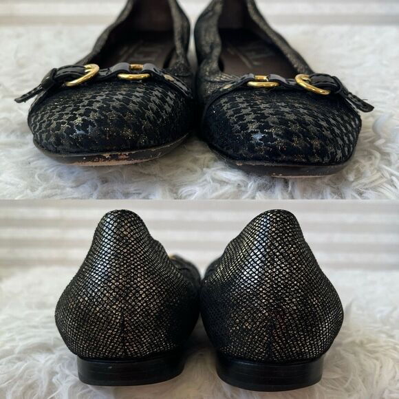 AGL Attilio Giusti Leombruni Monika Cap toe Ballet flat, gold/black, size US 8.5 - Picture 3 of 8